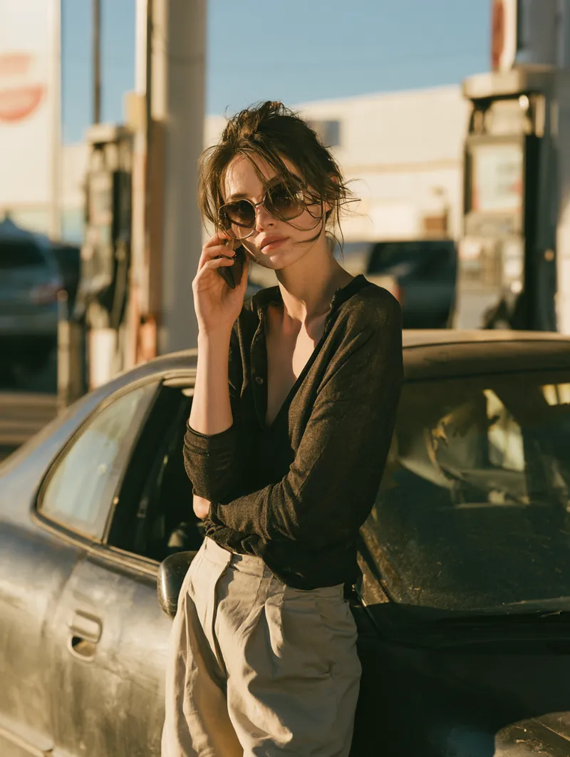 Driver arranging car repair financing outside a service center