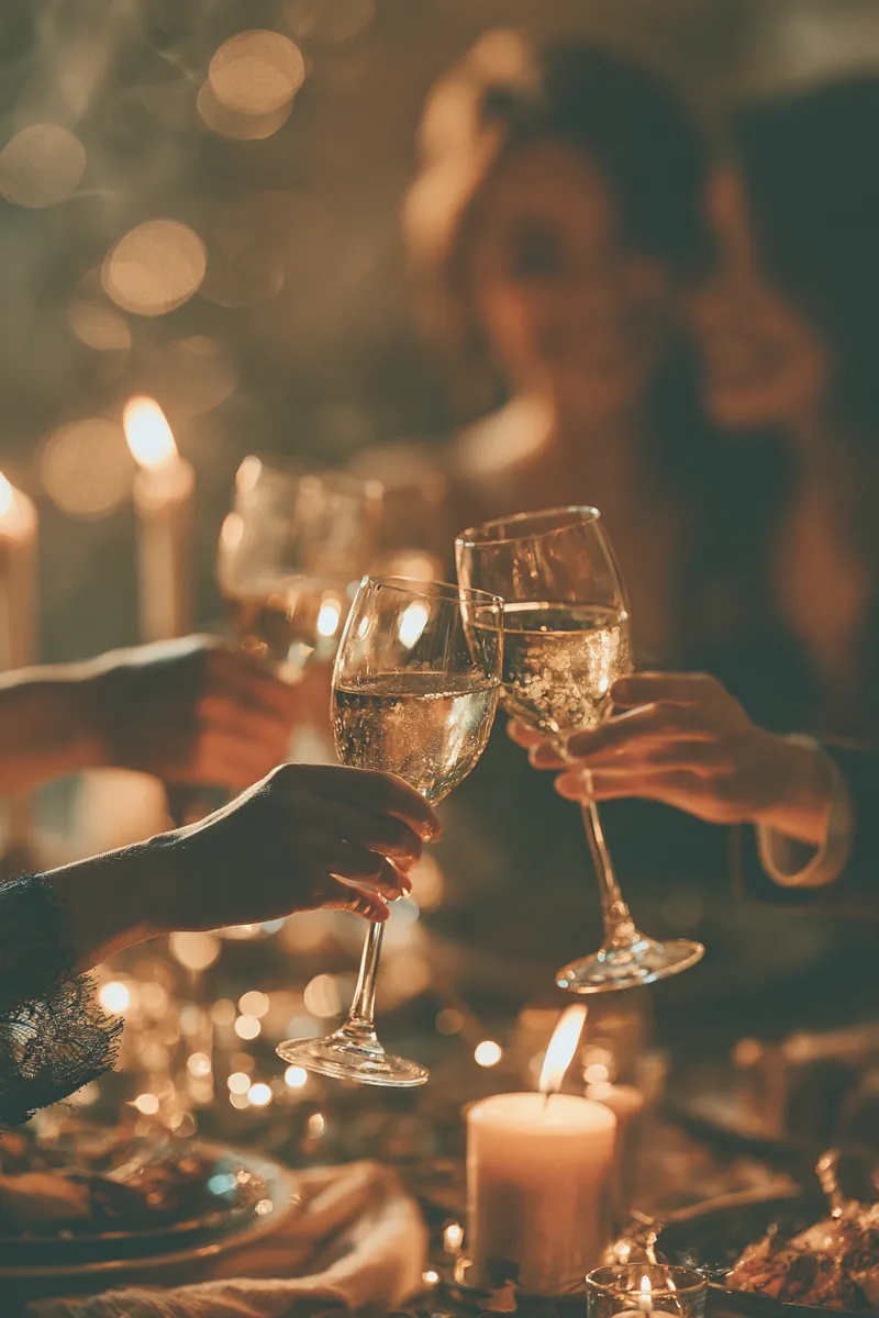 Friends gathered for a holiday dinner planned within a seasonal budget