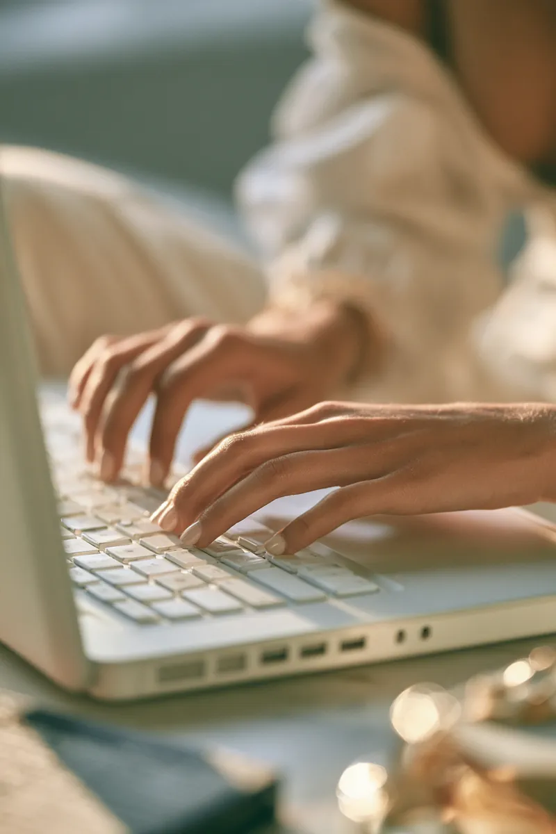 Typing personal information into a secure online loan form