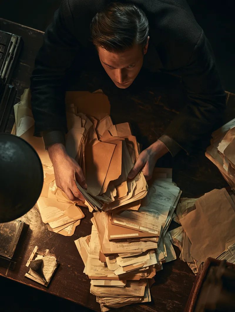Borrower organizing personal loan documents into labeled folders