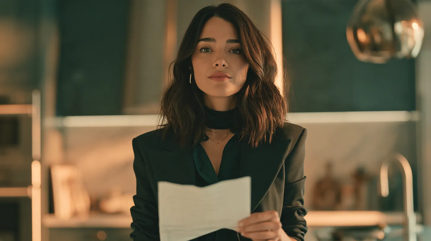 Woman reviewing approved personal loan paperwork in her kitchen